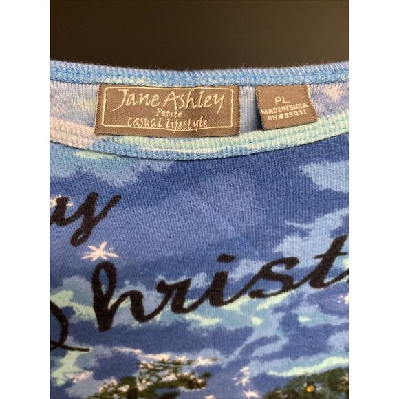 Jane Ashley Top Christmas Tree Snowman Sequined Beaded Women's Size Petite L - Picture 3 of 5